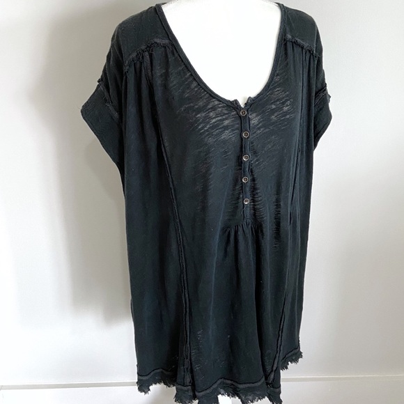 Free People Tops - Free People Black Oversized Tunic with Raw Hem